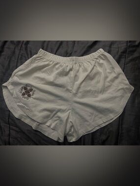 Small Simple Co. Hawai’i Women's Cream Aloha Athletic Shorts with Floral Accent